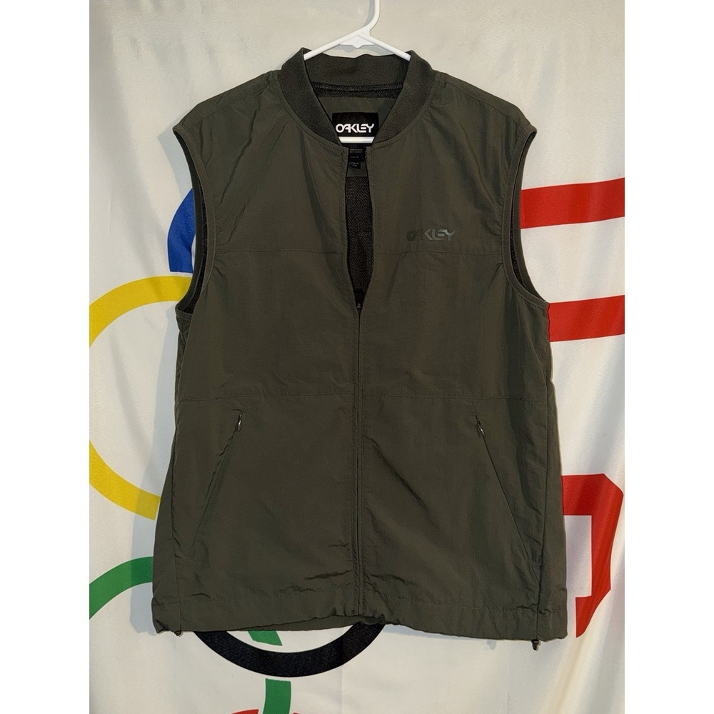 Oakley Vest Mens Medium Military Green Full Zip Golf Tech
